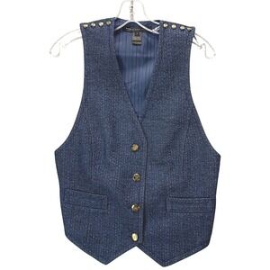 Marc by Marc Jacobs Men's L Wool Blend Waistcoat Vest Navy Button Front Formal